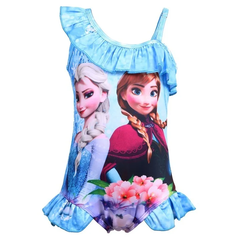 Цельный купальник для маленьких детей девочек с изображением Эльзы Анны и