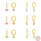 925 стерлингового серебра обручальные серьги конфеты Цвет капель Луны глаз Циркон Серьги для женщин и девочек с подвеской CZ серьга Ювелирная