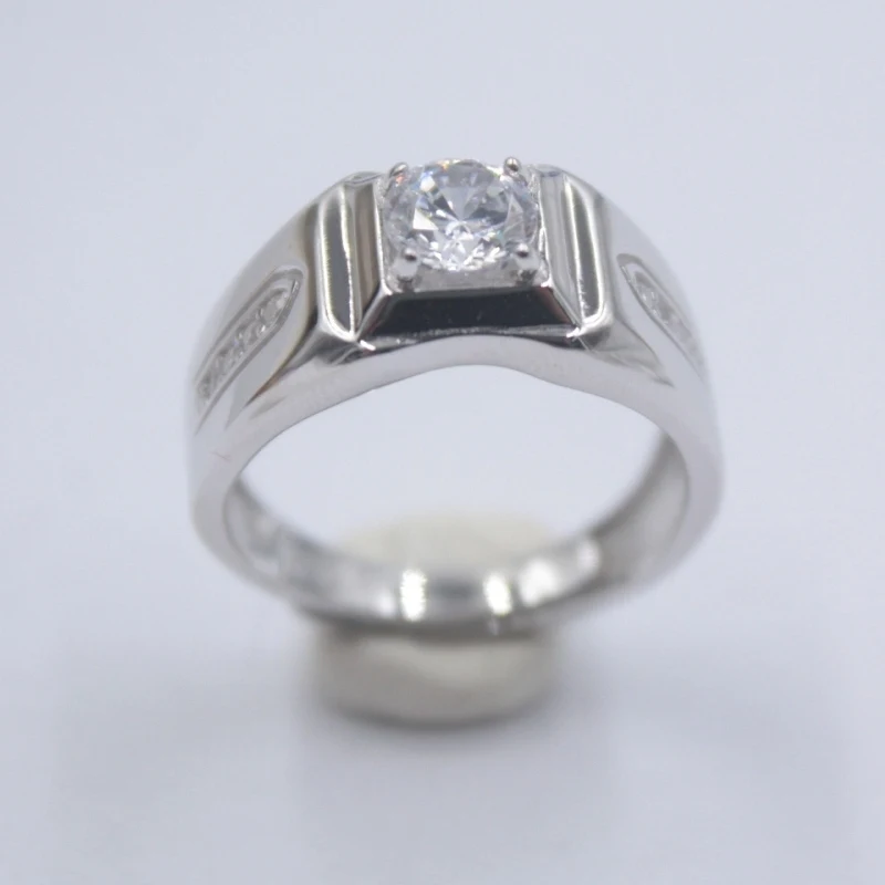 

Pure 925 Sterling Silver Prong Set Bling Zircon Ring For Man Size from 5 to 12 WMR45