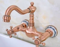 antique red copper bathroom sink faucet kitchen faucet wall mounted swivel spout vessel sink faucet znf941