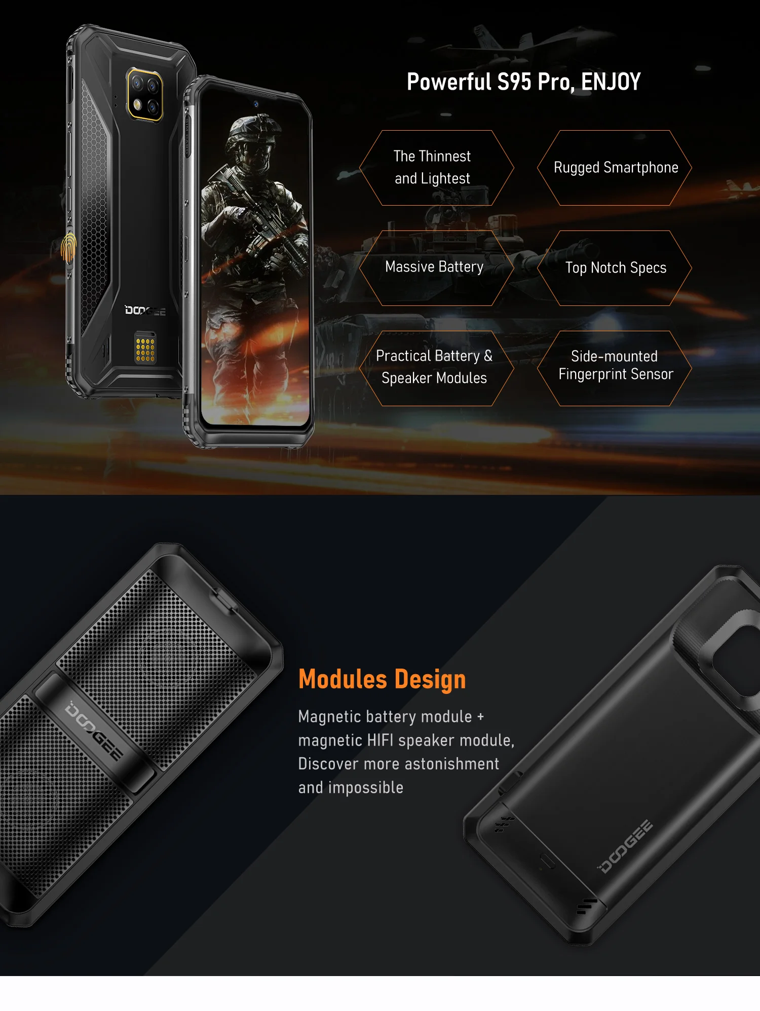 IP68 DOOGEE S95 Pro Helio P90 Восьмиядерный 8 Гб 128 ГБ 48мп камера Android 9,0 модульный прочный мобильный телефон 6,3 дюймов FHD дисплей 5150 мАч
