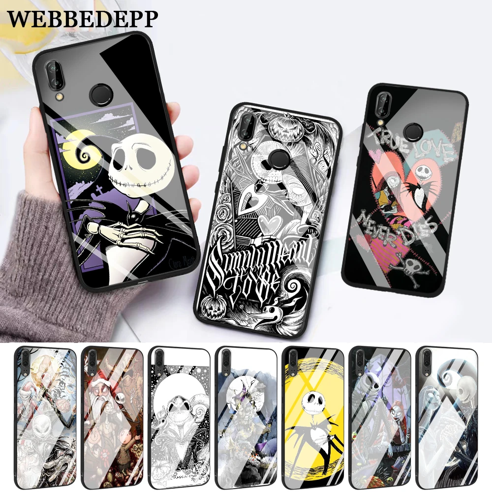 Стеклянный чехол Jack Skellington для Huawei P10 lite P20 Pro P30 P Smart honor 7A 8X 9 10 Y6 Mate 20 | Мобильные
