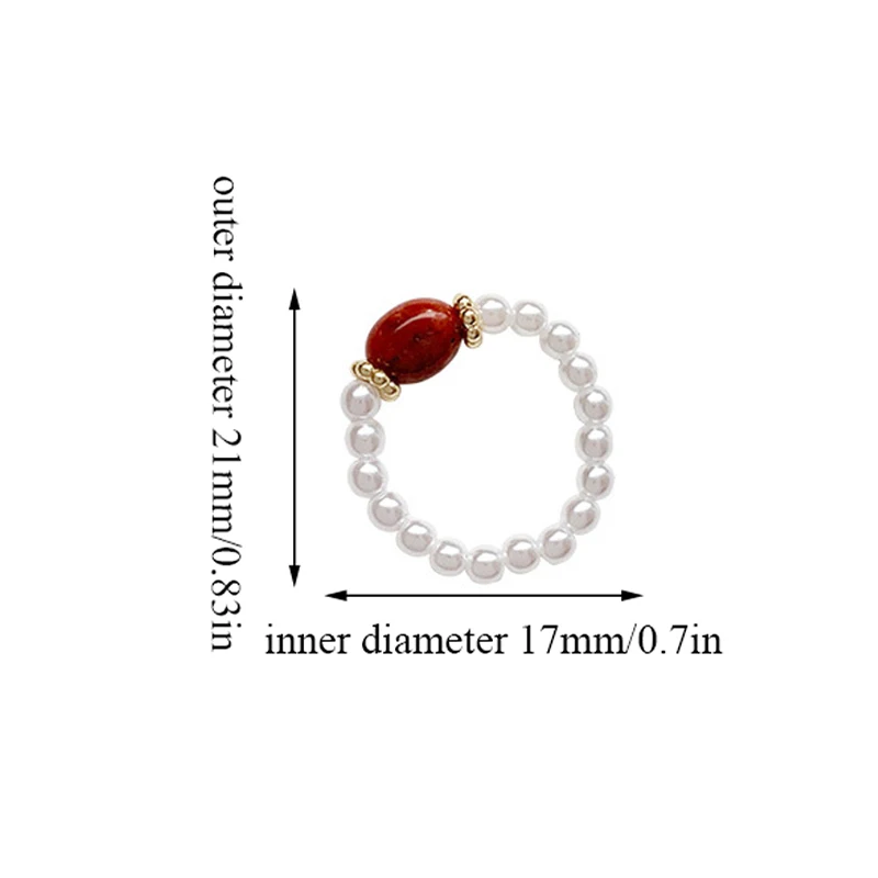 

Elegant Simulated Pearl Bead Stone Elastic Rings For Women Finger Knuckle Ring Fashion Vintage Jewelry Gifts