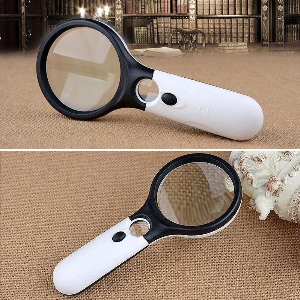 

Handheld 45X Illuminated Magnifier Microscope Magnifying Glass Aid Reading for Seniors loupe Jewelry Repair Tool With 3 LED