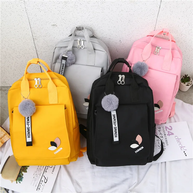 

New Canvas Women Backpacks School Bags For Teenager Girls Student Larger Capacity Pink Travel Backpack Rucksack Female Book Bag
