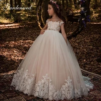 gardenwed newcomings hot selling fairy celebrity dresses kids tulle lace appliques mermaid flower girl dress pearls prom dress
