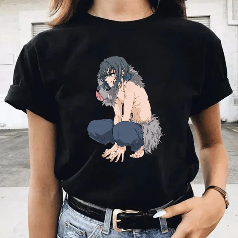 

Винтажная модная футболка в готическом стиле, в стиле панк, футболка с японским аниме киметсу No Yaiba для женщин, красивая футболка с мультяшны...