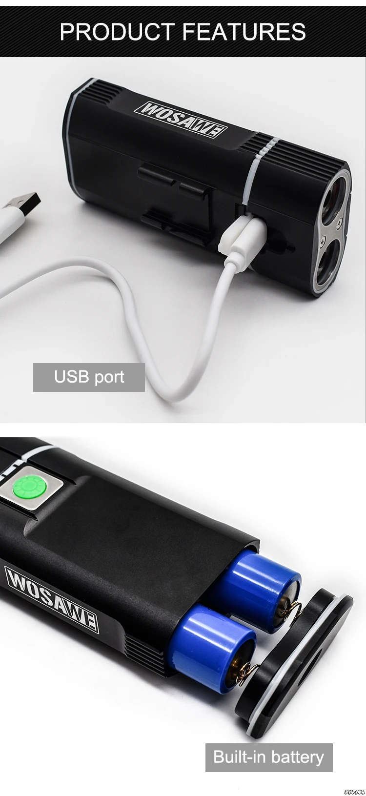 WOSAWE USB Аксессуары для велосипеда перезаряжаемый велосипедный фонарь на руль велосипедный светодиодный светильник 18650 Батарея Вспышка светильник фонарь передняя лампа