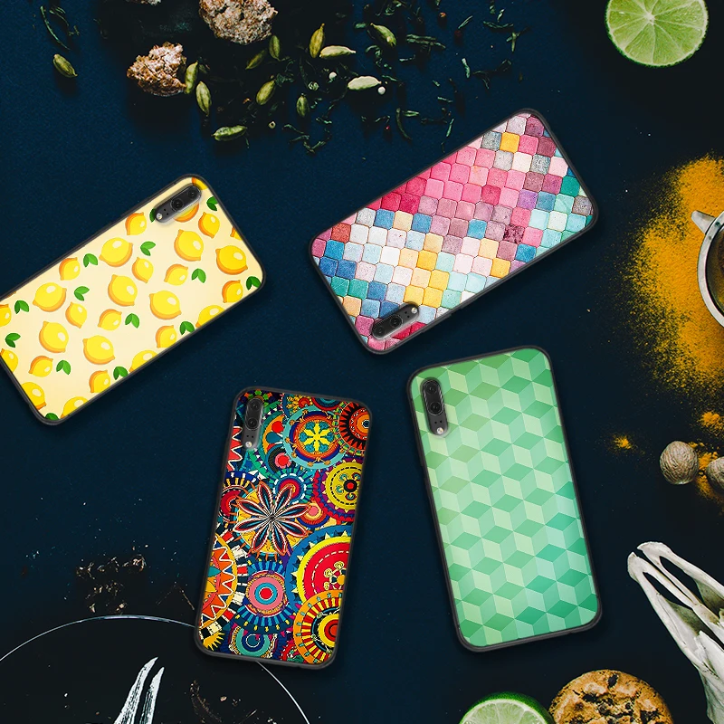 Узор фруктовое ассорти Мягкий силикон для huawei P30 Lite Pro P Smart 2016 2019 P8 P9 P10 P20 TPU |