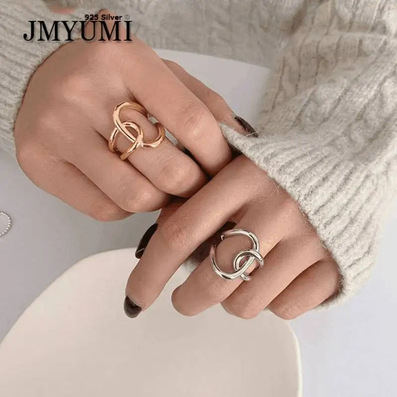 

JMYUMI Minimalism 925 Sterling Silver Finger Rings for Women Couple Vintage Cross Winding Party Jewelry Gift Prevent Allergy
