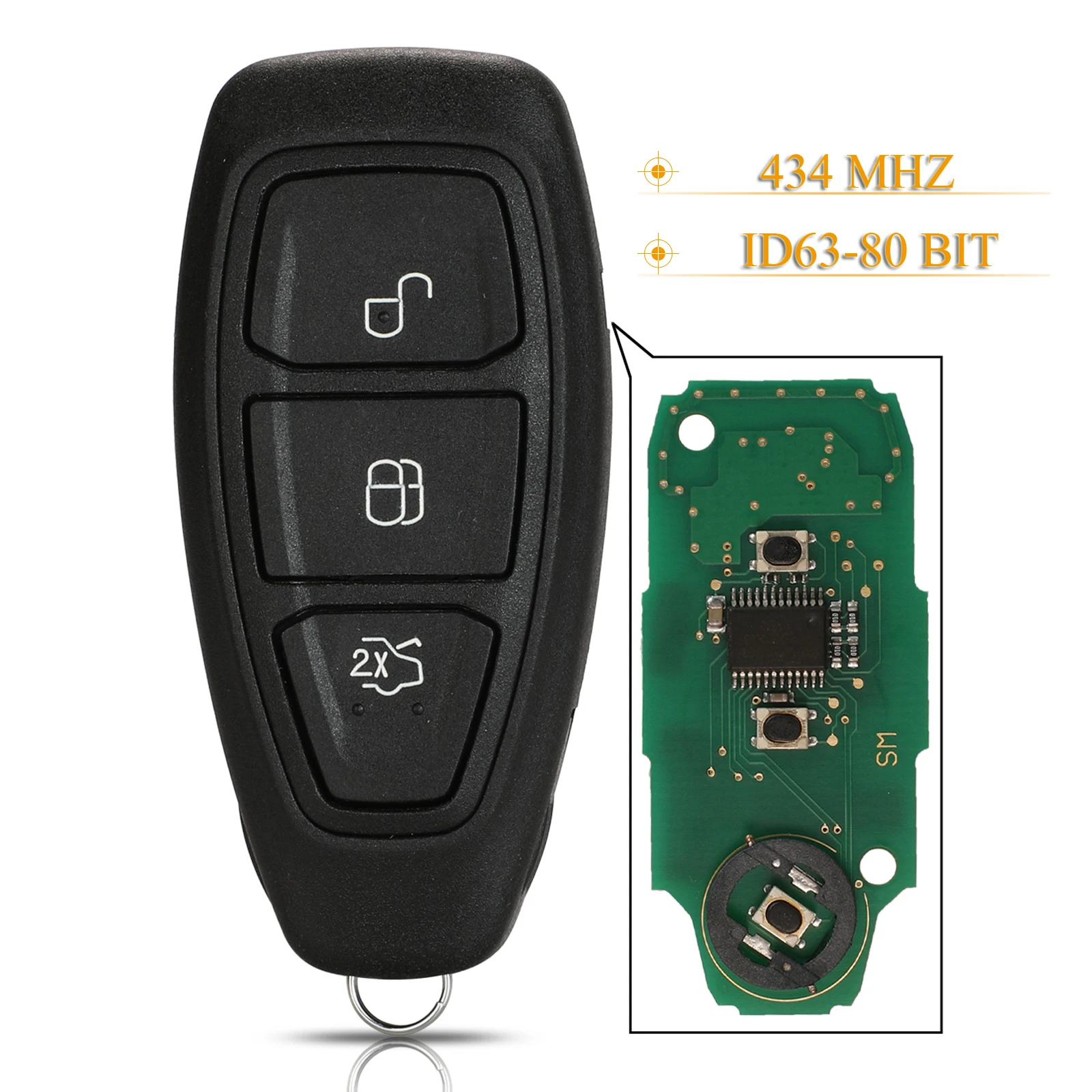 

Kutery 5 шт./лот 3 кнопки умный дистанционный автомобильный брелок 434 МГц Id63-80 бит для Ford Focus C-Max Mondeo Kuga Fiesta B-Max 2010 --- 2019