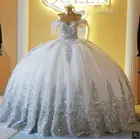 Блестящее бальное платье с кристаллами, свадебные платья с открытыми плечами, кружевное Тюлевое платье для невесты с аппликацией и кисточками, длинное свадебное платье