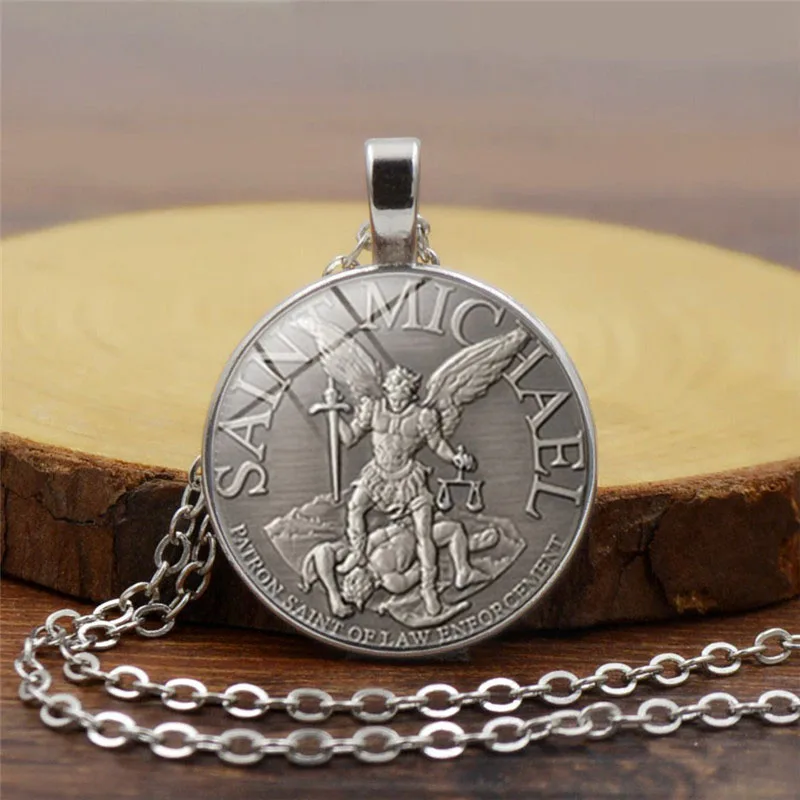 Мужское ожерелье Archangel St.Michael Protect Me Saint Shield Очаровательное цепочка orhodox с