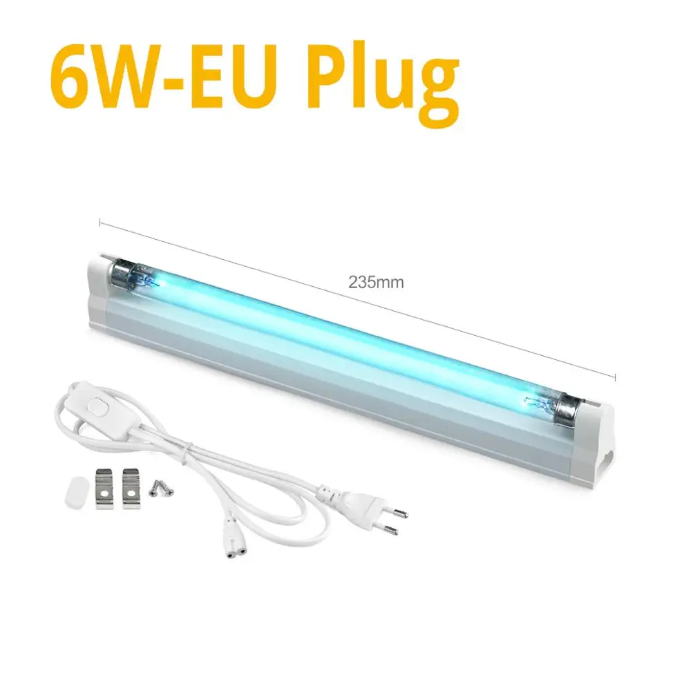 6W with EU Plug T5 светодиодный ультрафиолетовый кварцевый линейный светильник для дезинфекции лампочка для стерилизации озона черные лампы бактерицидная лампа с евро вилкой - Мощность в ваттах: 6W with EU Plug