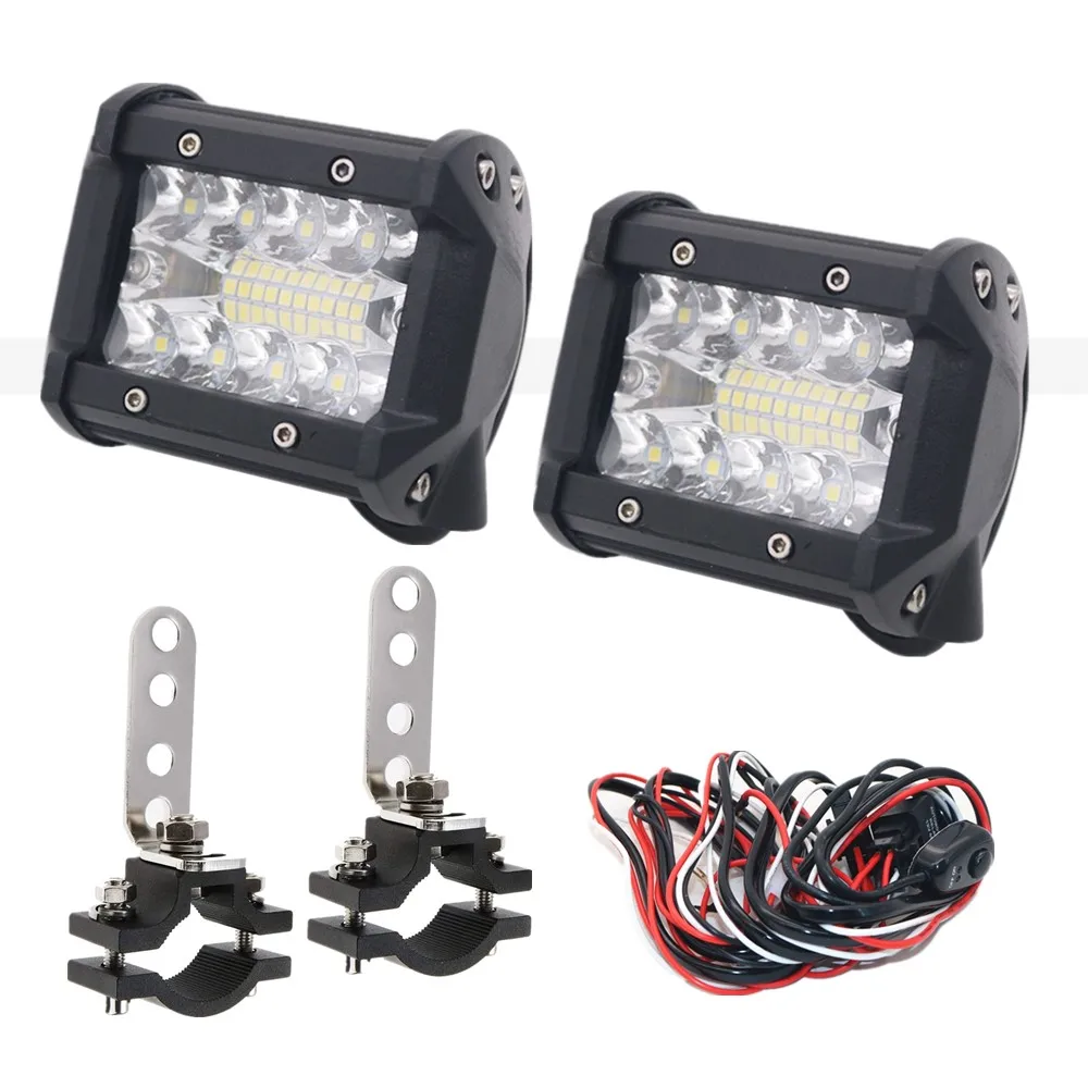 

2pc 60W Led Work Light Bar With Universal Mounting Bracket For Motorcycle Offroad Car Tube & Bull Bar & Roll Cage & Bumper