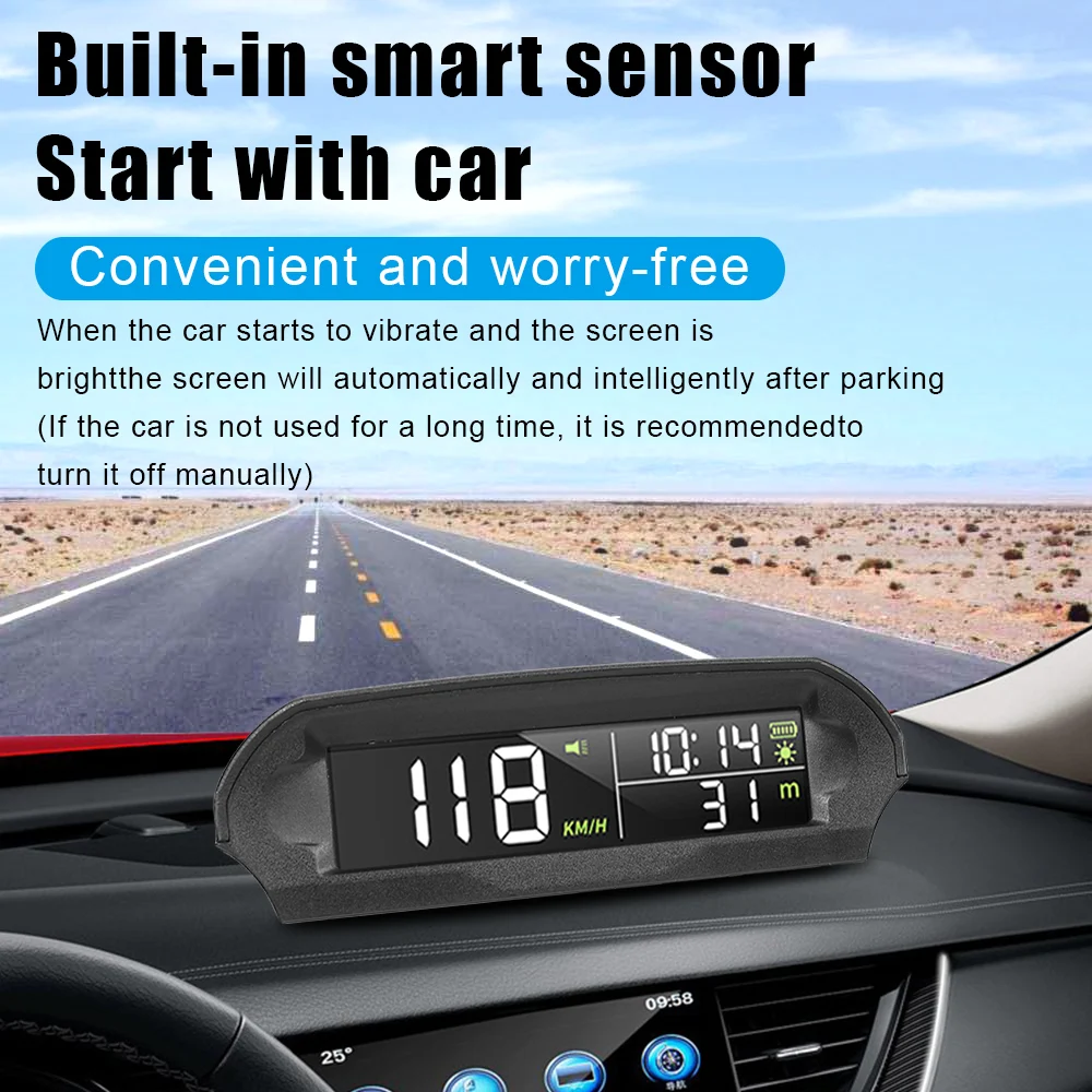 OBD2 HUD Автомобильный дисплей с солнечным зарядным беспроводным цифровым gps-метром