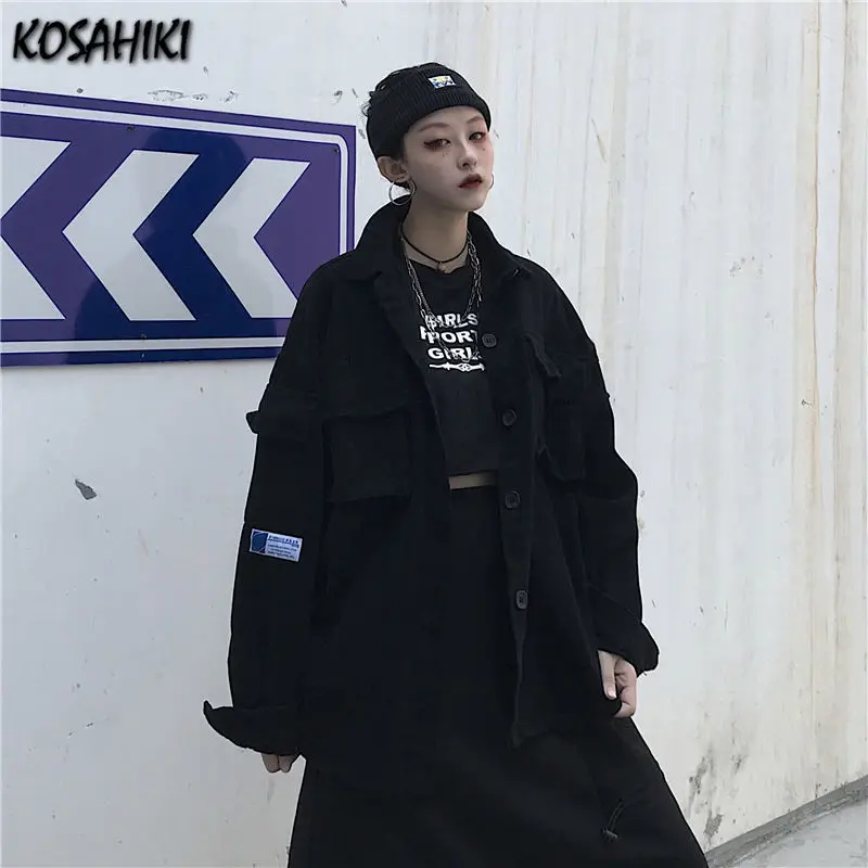 Куртка женская в стиле Харадзюку универсальный пиджак-карго панк черно-серая