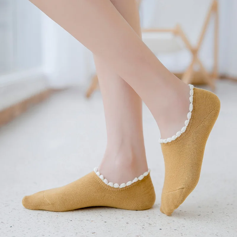 Модные мягкие хлопковые женские носки с кружевными оборками высокое качество