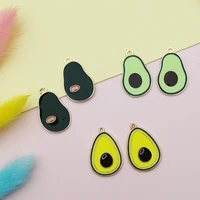 10pcs 2717mm enamel avocado charms fruit for jewelry making earring pendant bracelet and necklace charms