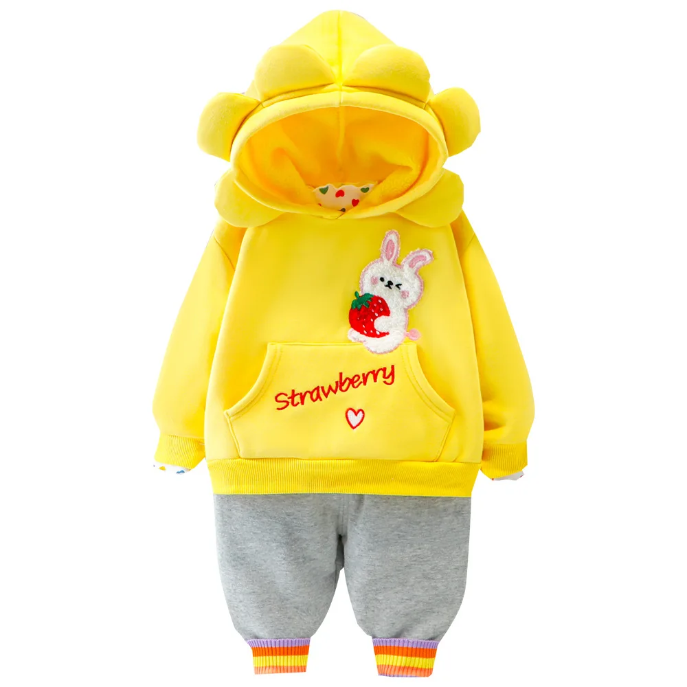 Детские толстовки и штаны комплекты зимний теплый пуловер для младенцев