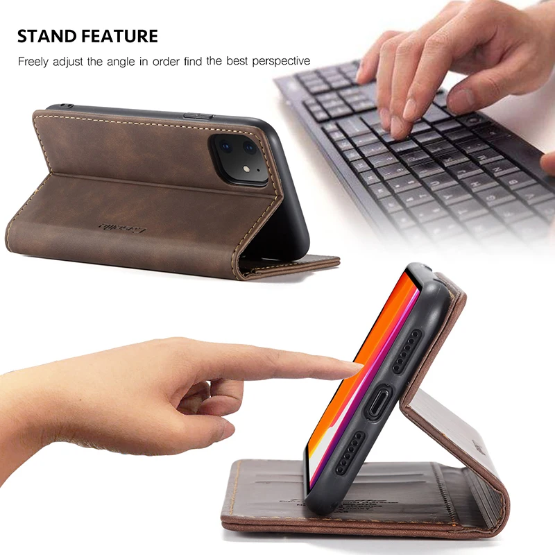 magnetic wallet phone case for iphone 11 pro max 6 6s 7 8 plus retro matte flip pu leather cover for iphone x 10 xr xs max cases free global shipping