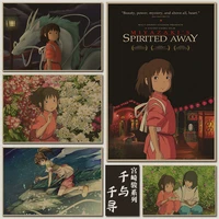 miyazaki hayao animation spirited away retro poster vintage poster wall decor for home bar cafe forkid room