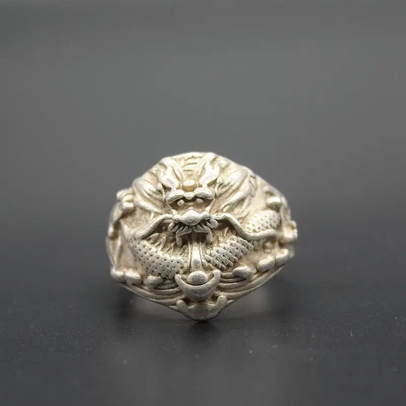 

Antique collection silver Miao silver Chinese Zodiac dragon ring