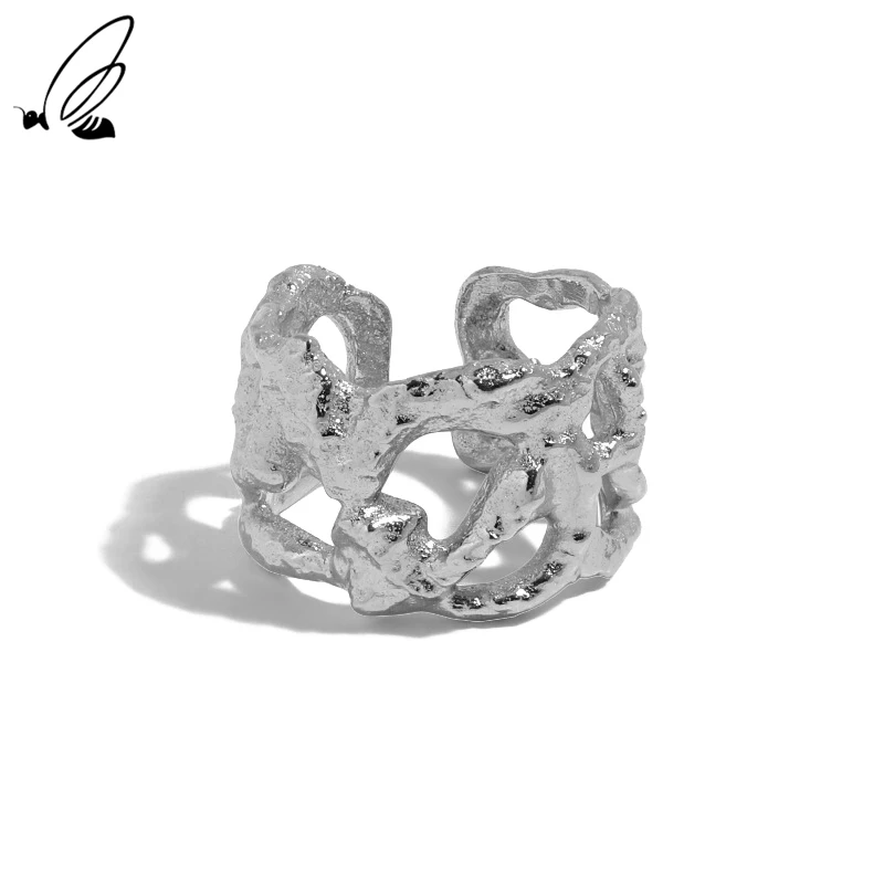

S'STEEL 925 Sterling Silver Hollow Wide Design Of Minimalism Opening Ring Female For Women Gothic Engagement 2021 Fine Jewellery