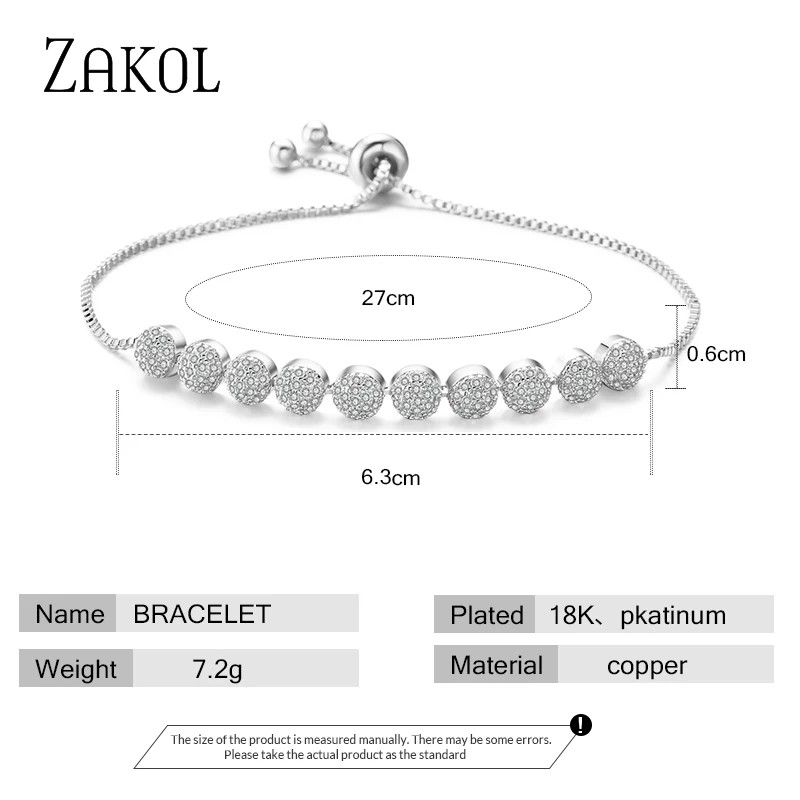 ZAKOL Новое поступление полукруглые сверкающие фианиты AAA регулируемые модные