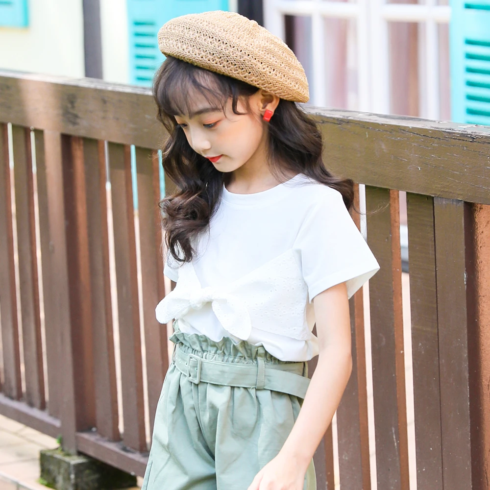 Новинка 2020 хлопковая Футболка для девочек одежда от 12 до 14 топы больших белая