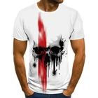 Летние Для мужчин футболки с рисунками из мультфильмов новая 3D футболка с рисунком в виде Для мужчин белые куртки-пуховики на череп футболка Demon летняя футболка свободного кроя с круглым вырезом футболки