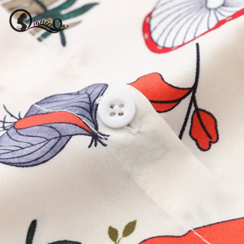 

Blouse Women New Vintage Print Blouse Harajuku Lapel Shirt Loose Single-breasted Long Sleeve Blouse Tops