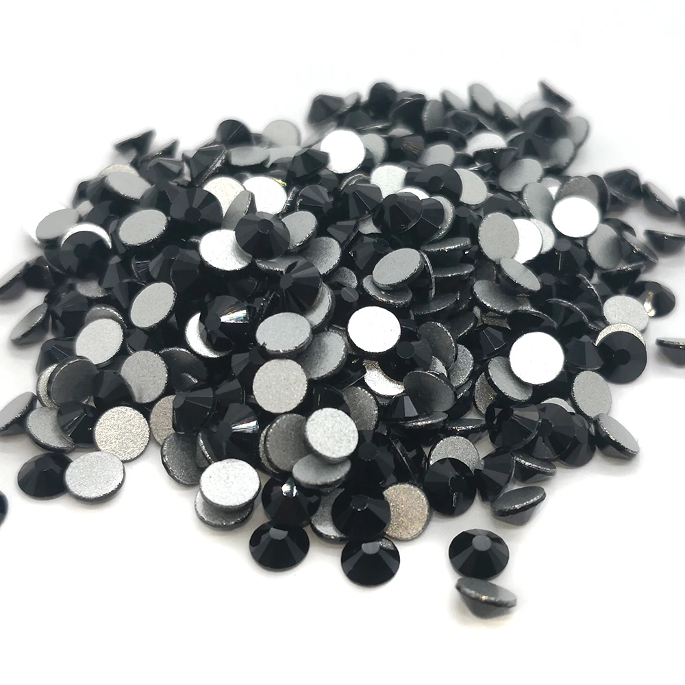 Стразы CTPA3bI без горячей фиксации всех размеров стразы черные с плоской задней