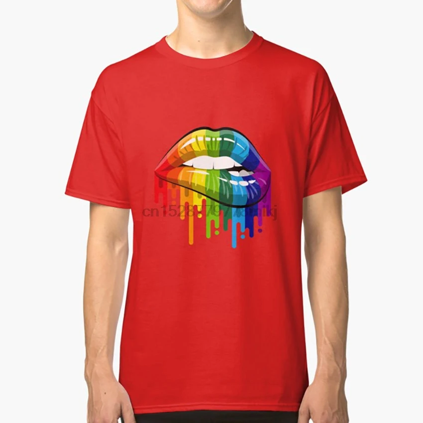 Футболка с радужными губами lgtb lgbt lgbtq lgbtqi pride gay csd love rainbow equality | Мужская одежда