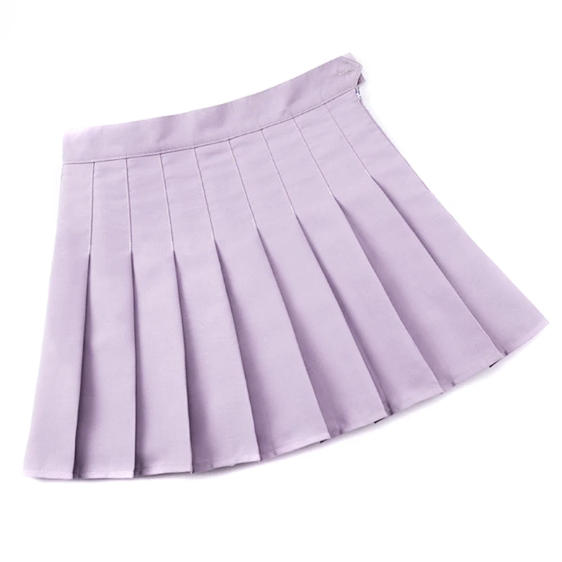 

Girls Women High Waisted Plain Pleated Skirt Skater Tennis School Uniforms A-line Mini Skirt with Lining Shorts A66