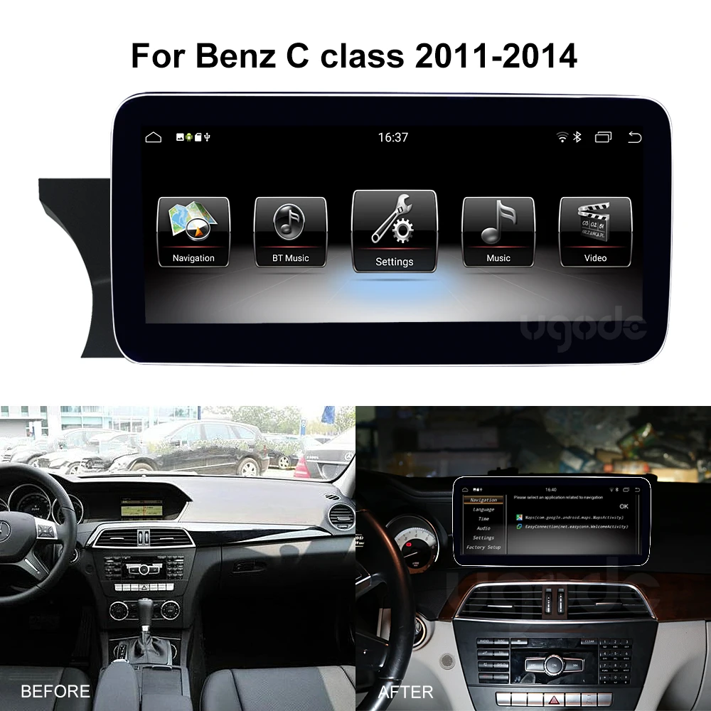 Ugode 2011 14 W204/S204 LHD Android 9 0 экран автомобильный gps навигационная мультимедийная
