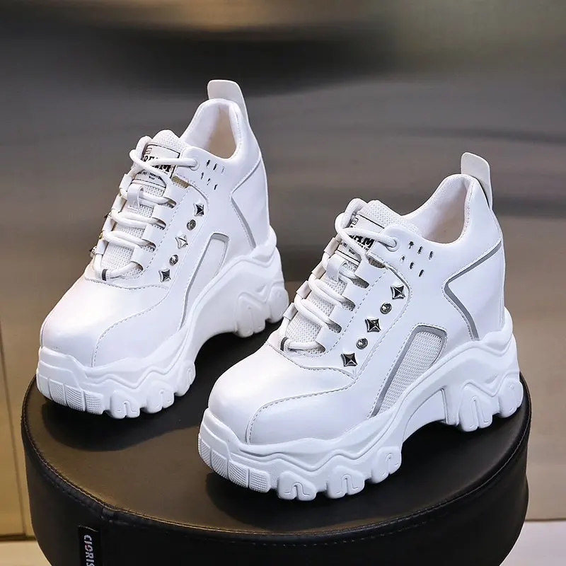 

Woman Black Thick Bottom Vulcanize Shoes Dropshipping New Spring Height Increasing Casual Shoes Chunky Platform Sneakers Women