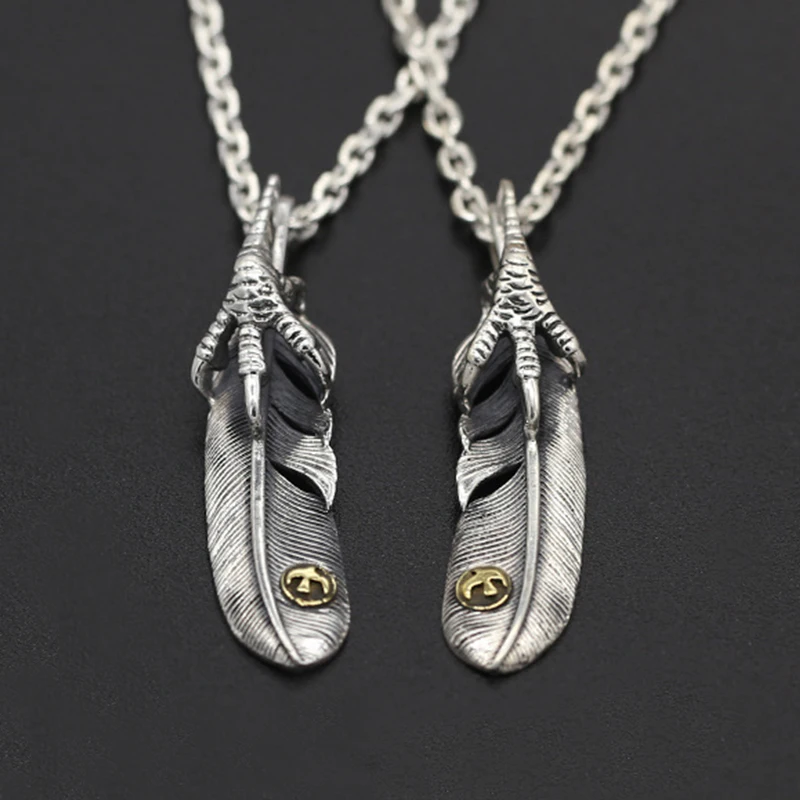 

Pure 925 Sterling Silver Eagle Charms Pendant Necklace For Men And Women Thai Silver Birds Necklace Chain Fine Gift