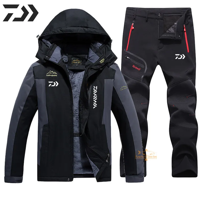 Daiwa Clothing for Fishing Jacket Waterproof Windproof Warm Thick Pants Fishing Shirt Sports Fishing Suit Winter Fishing Wear