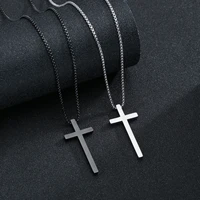 vintage black white prayer christian jesus titanium steel cross pendant necklace 2021 mens fashion religious holiday jewelry