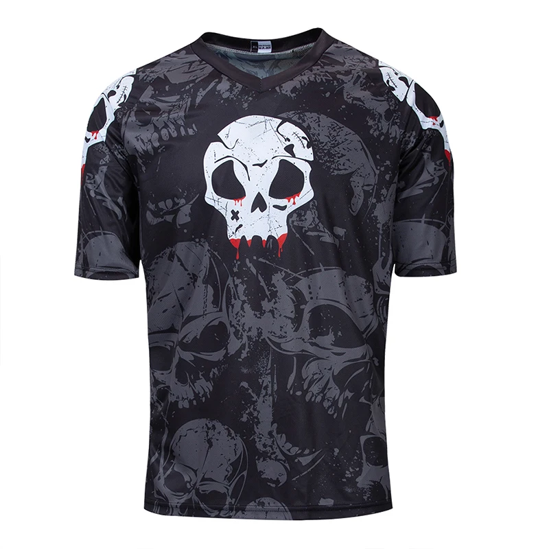 

Skull Downhill Jersey Men Summer Short Sleeve T Shirt Sport Cycling Moto Off Road Clothing DH Blouses MTB Enduro Bike Bicycle MX