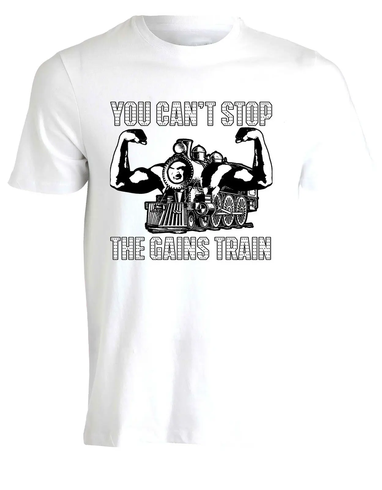 Забавная спортивная рубашка &quotYou Can't Stop The Gains Train&quot Паровоз с бицепсом Мужская