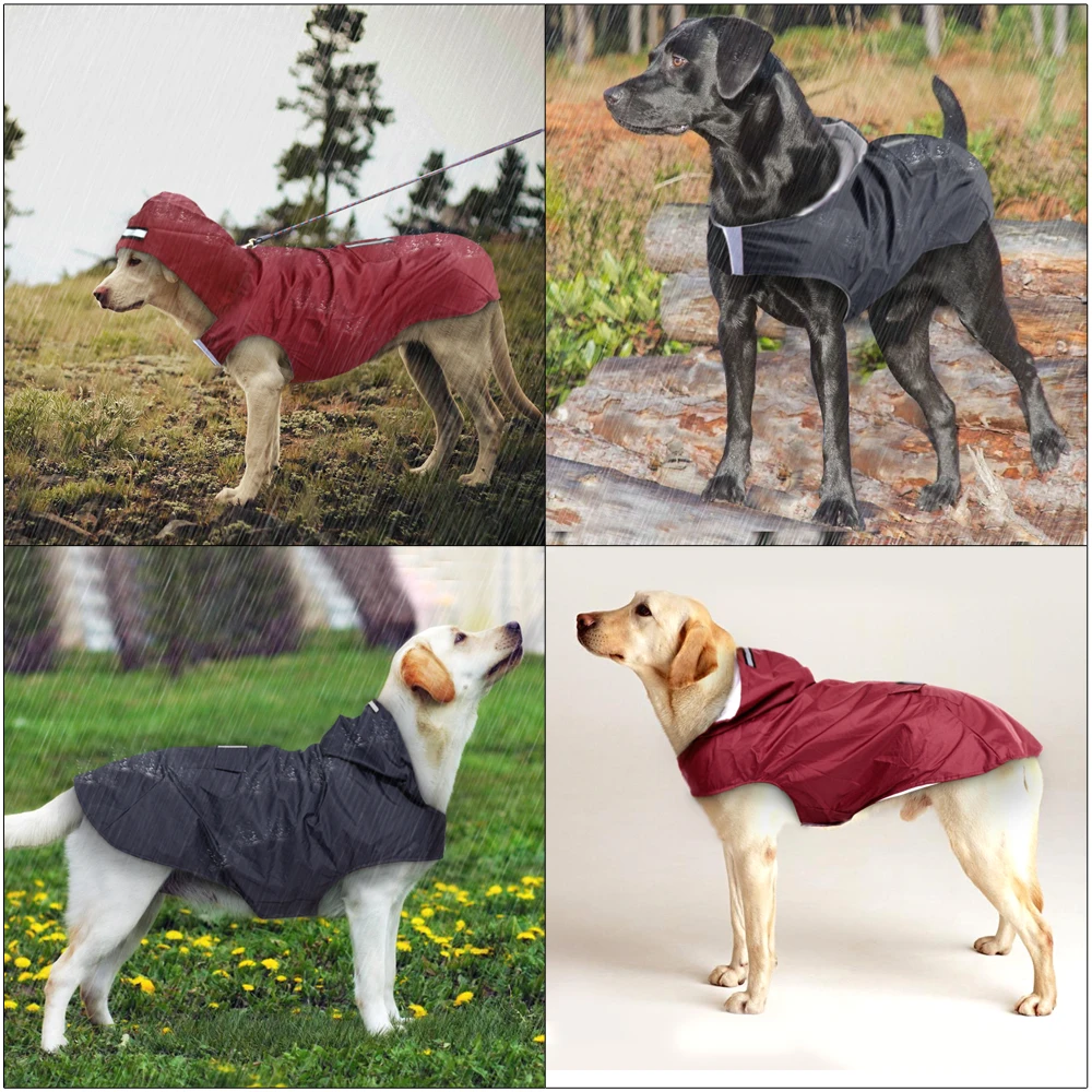

TOMEPETS Dog Raincoat Waterproof Hoodie Jacket Rain Poncho Pet Rainwear Clothes with Reflective Stripe for All Sizes Big Puppies