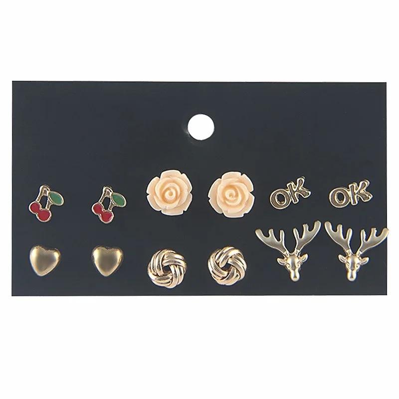 Женские серьги-гвоздики из сплава 6 пар | Украшения и аксессуары