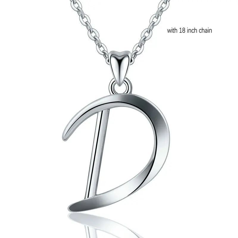 add 18 inch chain D EUDORA уникальное 925 пробы Серебряное ожерелье с подвеской в виде буквы A& B для женщин и мужчин модное персонализированное ювелирное изделие подарок для девочки CYD109 - Окраска металла: add 18 inch chain D