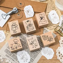 Animals Party Series Wood Stamps Diy Craft Wooden Rubber Stationery Scrapbooking Standard Stamp