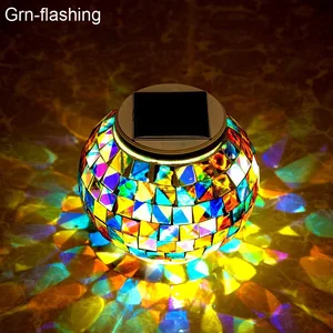 Водонепроницаемый садовый светильник на солнечной батарее, мозаичный стеклянный шар, освесветильник для газона на солнечной батарее, цветные меняющиеся светильники для балкона