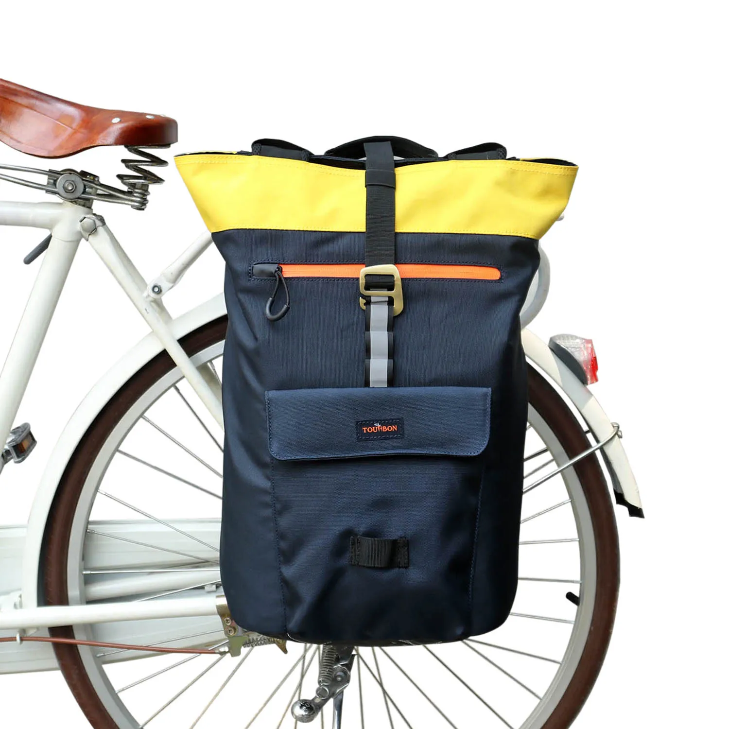 Tourbon Cycling Bicycle Pannier Bag Bikepack Rear Back Seat Saddle School Shoulder Bag Handbag Laptop Tote Waterproof Nylon