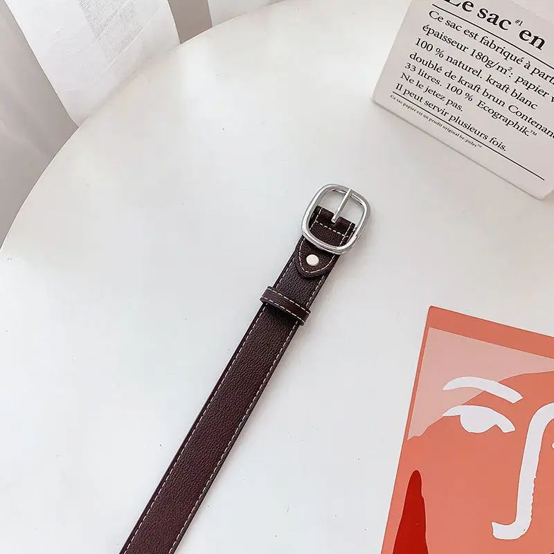 

2021 New Classic Retro Fashion All-Match Leather Light Body Round Buckle Simple Circle Pin Belts For Women Jeans Female