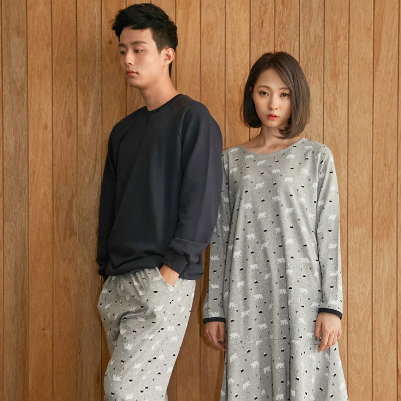 Женский пижамный комплект осенняя Вязаная хлопковая пижама с длинным рукавом и